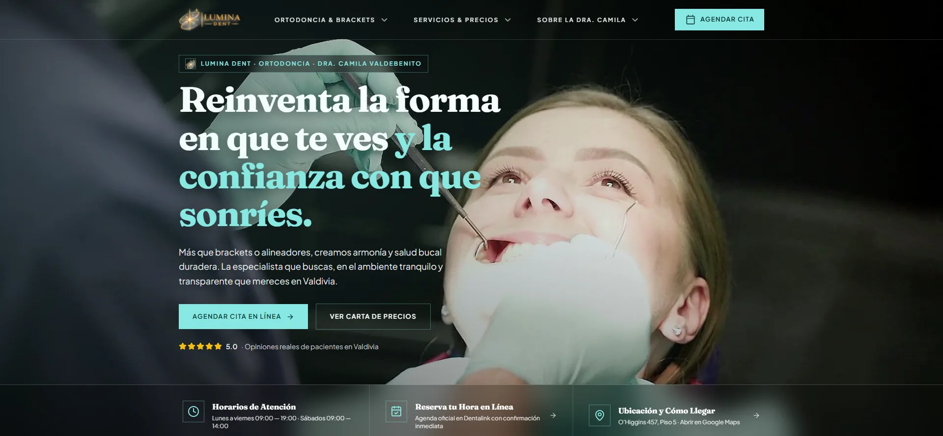 Portada de Lumina Dent con presentación de la clínica y acceso a reservas